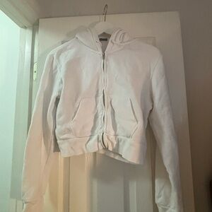 Brandy Melville White Cropped Zip-Up Jacket